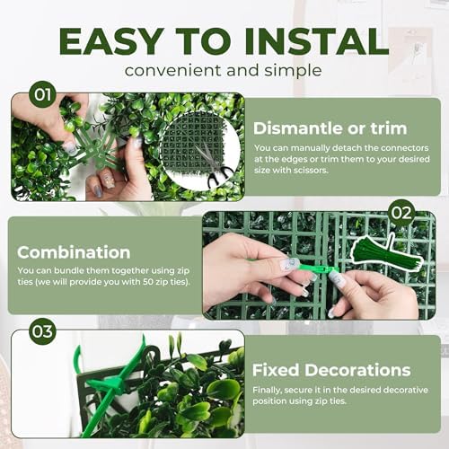 10"x10" (26 Pieces) Artificial Grass Wall Decoration Backdrop Panels - Image 3