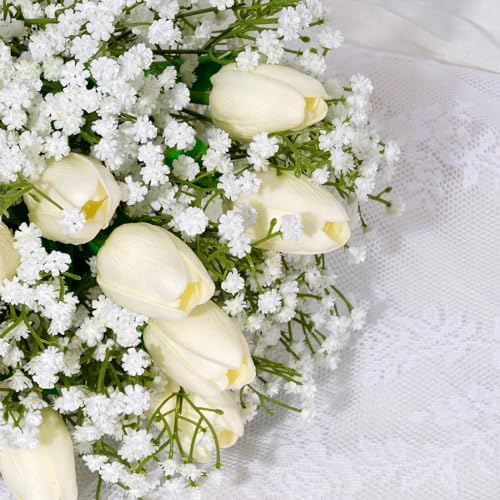 Waipfaru 15Pcs Babys Breath Artificial Flowers, Baby Breath Flowers Artificial Bulk, Real Touch Fake White Flowers, Faux Babies Breath Gypsophila for Wedding Home Decor Floral Arrangement - Image 3