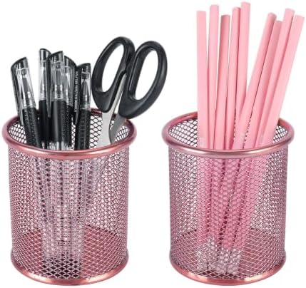 PAG-Mass Pencil Holder for Desk, 2 Pack Desktop Pen Cup, Office Supplies Rose Gold Desk Organizers and Accessories Organization, Makeup Brush Holder, Copper by PAG