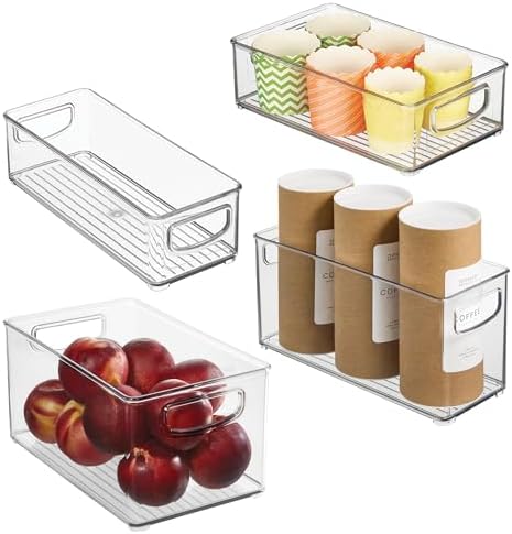 iDesign Stackable Storage Bins, 4 Different Sizes, 4 Pack, Clear by iDesign