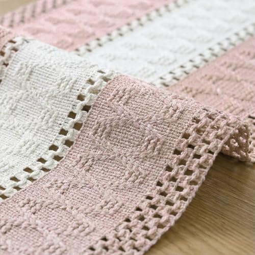 Artoid Mode Pink Farmhouse Woven Table Runner 12x120 Inch - Image 6