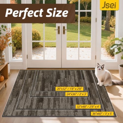 JSEI Dirt Trapper Door Mat 32"x48", Non-Slip Doormat, Brown - Image 3