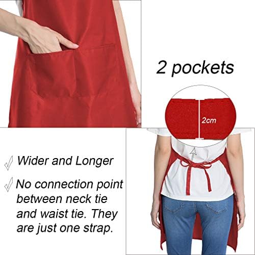 12 Pack Red Aprons for Women Men with 2 Pockets-Artist Baking Cooking Kitchen Aprons Bulk(24x28 inch, Red) - Image 5