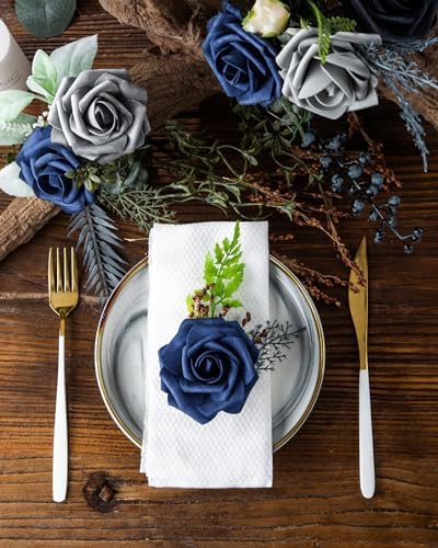 DuHouse 25Pcs Artificial Flowers Foam Roses Real Touch with Stems - Image 5