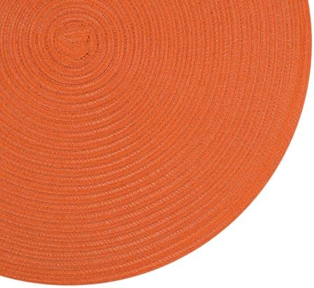 SHACOS Round Braided Fall Placemats Set of 6 Bright Orange Place Mats - Image 4