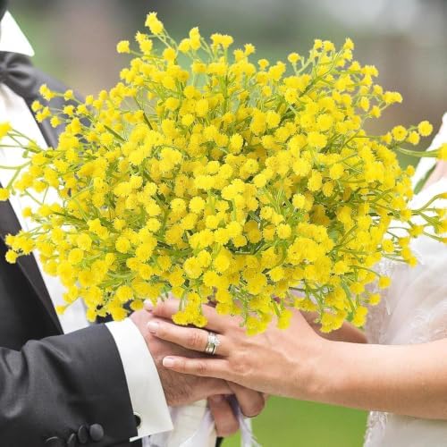 N&T NIETING Babys Breath Artificial Flowers Bulk, 15Pcs, Yellow - Image 3