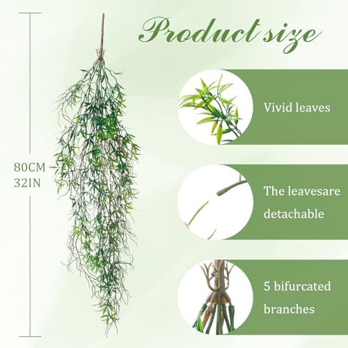 dallisten 4Pcs Fake Hanging Fern Plants for Outdoors, UV Resistant Artificial Ferns Greenery Vines Faux Trailing Plants for Indoor Wall Porch Wedding Boho Home Garden Decor(4PCS DeepGreen Ferns) - Image 3
