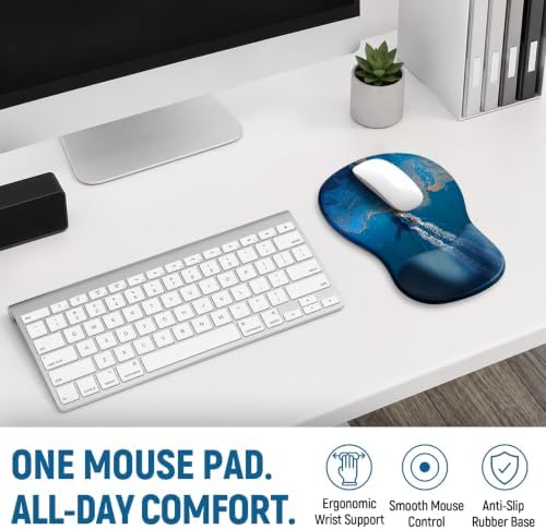 Ergonomic Mouse Pad with Wrist Rest, Gel Wrist Support, Coastal - Image 7