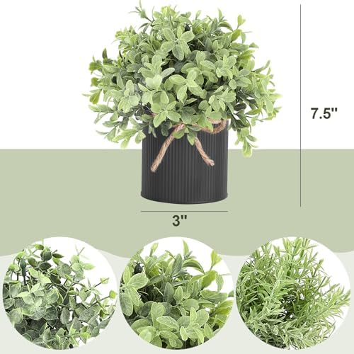 Mkono Small Fake Plants, 3 Pack Faux Plants for Farmhouse Home Decor Indoor - Image 4