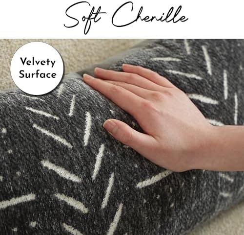 BlissBlush Decorative Lumbar Pillow Covers 12x20 Set of 2, Soft Woven Chenille Accent Pillow Covers for Couch Sofa Bed, Textured Farmhouse Cushion Covers, Charcoal Gray - Image 2