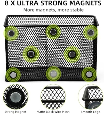 Neudeco Magnetic Locker Shelf Organizer, Black, Pack of 3 - Image 3