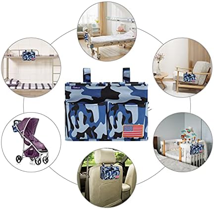 Surblue Bedside Caddy Hanging Bed Organizer Storage Bag Pocket for Bunk and Hospital Beds, College Dorm Rooms Baby Bed Rails, Wheelchair Side Bag, Camp Chiars, 4 Pockets and 2 Hooks (Small Ocean) - Image 6