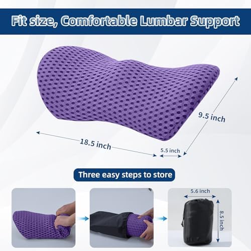 Lumbar Pillow, Memory Foam Lumbar Support Pillow for Office Chair and Car Seat, Ergonomic Streamline Back Pillow for Lower Back Pain Relief, Back Support Pillow for Sitting, Driving, Traveling - Image 5