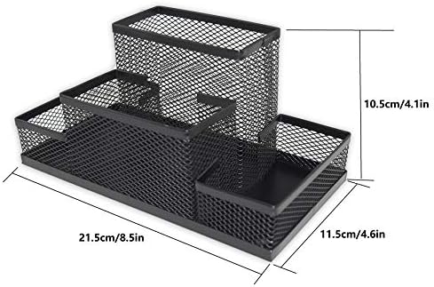 Fengtaiyuan T02 Black-Plus, Big Black Metal Wire Mesh Pencil Holder, Desktop Organizer - Image 5