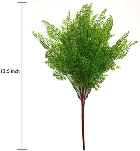 CATTREE Artificial Shrubs Bushes, Plastic Fern Leaves Persian Grass Fake Plants Wedding Indoor Outdoor Home Garden Verandah Kitchen Office Table Centerpieces Arrangements Christmas Decoration 2 pcs - Image 2