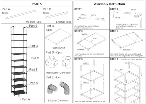 FIDUCIAL HOME 10 Tiers Vertical Shoe Rack 10 Pairs Skinny Shoe Shelf - Image 7