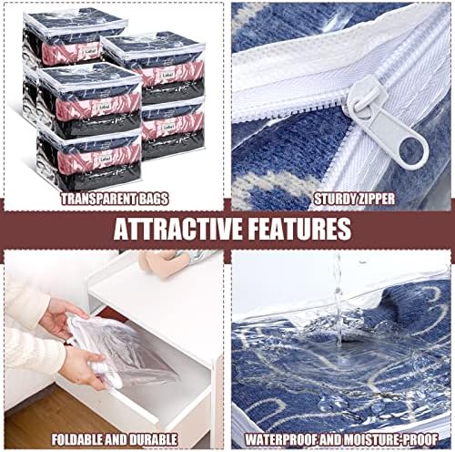 Hoolerry 6 Pcs Clear Plastic Clothes Storage Bags, 12 x 12 x 12 Inch - Image 2