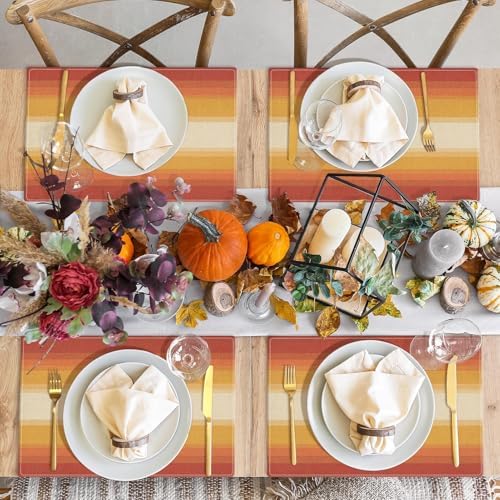 Emvency Farmhouse Placemats Set of 4, 12x18 Inch, Geometric Striped - Image 7