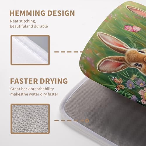 Easter Bunny Eggs Dish Drying Mat for Kitchen Counter 18x24 Inch Spring Easter Rabbit Flowers Large Drying Mat Microfiber Dish Drainer Rack Mats Absorbent Reversible Dishes Pad Dish Dryer Mat - Image 4