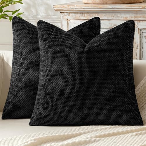 MIULEE Decorative Couch Throw Pillow Covers 16x16 Inch Black 2 Pack by MIULEE