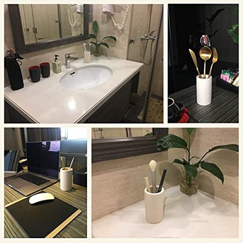 Fast-Drying Diatomite Toothbrush Holder - Bathroom Countertop Organizer Stand for Toothpaste, Makeup Brushes, Razors & Accessories (Beige) - Image 2