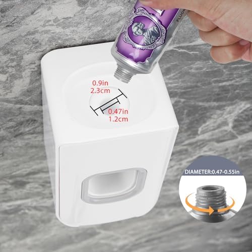 2 Slot Toothbrush Holder and Toothpaste Dispenser Wall Mounted, Automatic Toothpaste Squeezer, 2 in 1 Tooth Brush Toothpaste Organizer for Shower (White 2pack) - Image 6
