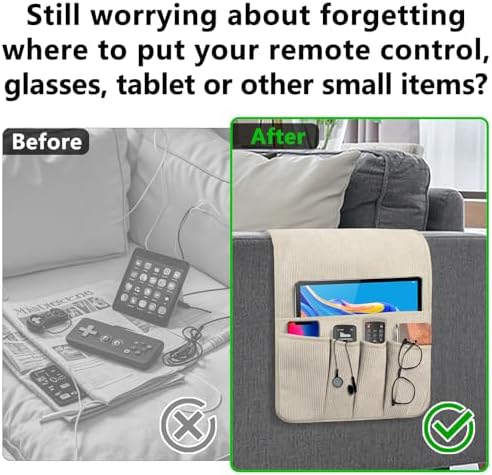 Remote Control Holder, Anti Slip Armchair Caddy Couch Caddy with 5 Pockets - Image 3