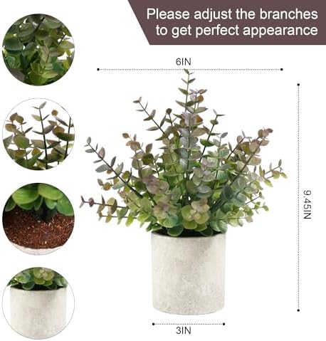 Coferset 2 Pack Small Fake Plants Eucalyptus Potted,Purple - Image 6