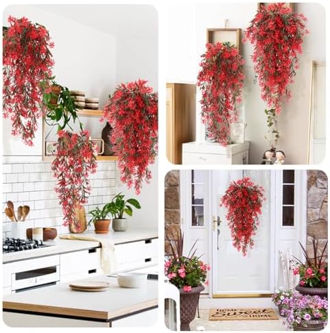 RECUTMS Artificial Hanging Plants,Fake Ferns,4 Pcs Fake Hanging Plants - Image 4