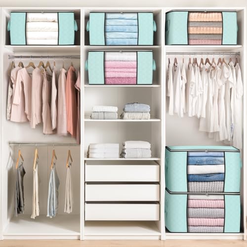 90L Large Storage Bags, 4 Pack Clothes Storage Bins Closet Organizers - Image 5