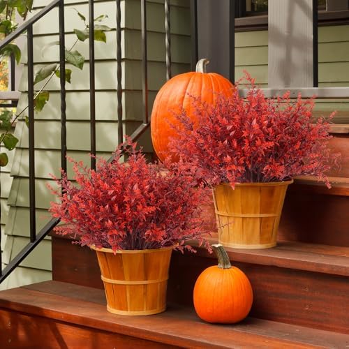RECUTMS Fake Fall Plastic Flowers Artificial Plants UV Resistant Flowers - Image 5