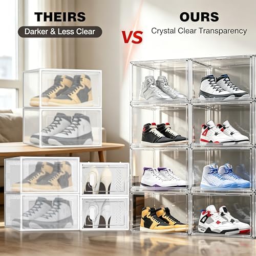Clear High-Top Sneaker Storage Box, Acrylic Shoe Organizer 1 Pack - Image 4
