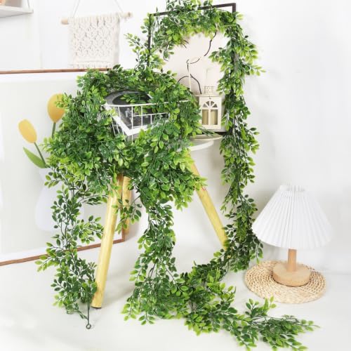 RECUTMS 2Pcs Faux Pea Leaves Vines 5.9Ft Plastic Ivy UV Resistant Greenery - Image 2
