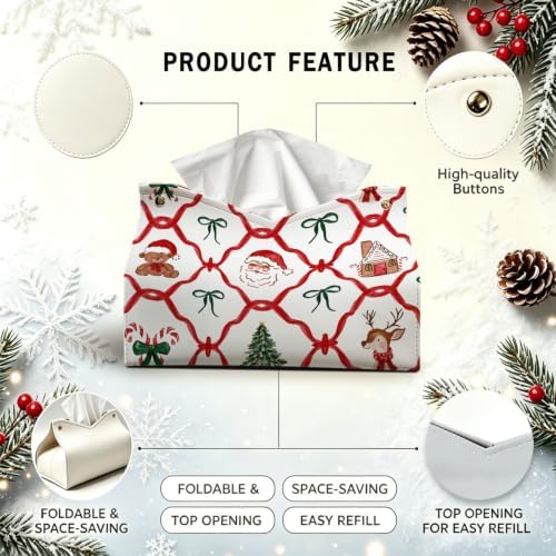 UTELKA Christmas Tissue Box Cover Rectangle, Santa Tissue Holder for Desk - Image 4