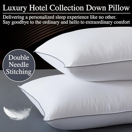 WhatsBedding Goose Down Pillows Set of 2, Queen Size Bed Pillows, 20x30 - Image 2