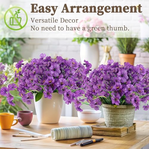 ColoPlay 24 Deep Purple Bundles Artificial Flowers for Outdoors/Indoors Fake Flowers Plants for Indoor Outside Garden Porch Window Box Home Wedding Farmhouse (Pack of 2) - Image 6