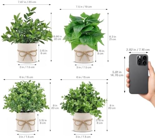 Small Fake Plants,4 PACK Faux Artificial Plants Indoor in Pot with Rope - Image 6
