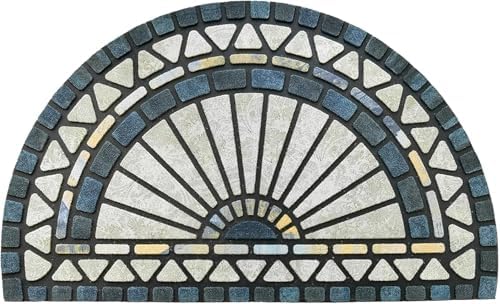 CHICHIC Front Door Mat 24"x36" Outdoors Heavy Duty Rubber Mat, Blue Green by CHICHIC