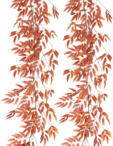 RECUTMS Artificial Silk Willow Leaves Vine Twig 2Pc 5.7Ft Fall Ivy Garland by RECUTMS