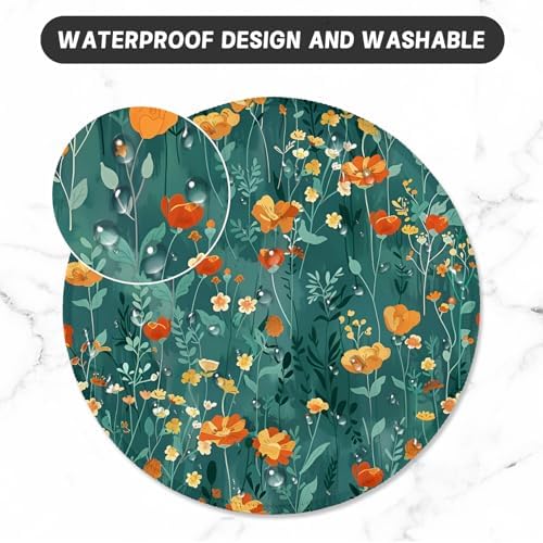 ITNRSIIET Round Mouse Pad with Stitched Edge Premium-Textured Waterproof Non-Slip Rubber Base Desktop Protection Mat Diameter 8.7 inches, Beautiful Flowers - Image 5