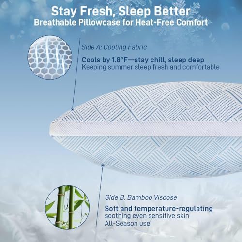 Alkyonos Shredded Memory Foam Cooling Soft Bamboo Viscose Pillow King Size, Adjustable Hypoallergenic Hotel Quality Pillow for Stomach, Back and Side Sleeper, Oeko-TEX Certified - Image 6
