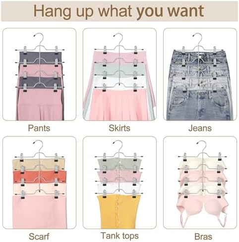 TOPIA HANGER 4 Tier Metal Skirt Hangers with Clips 80% Space Saving 2 Pack - Image 6