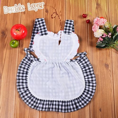 Love Potato Kids Aprons for Girls - Cute Gingham Apron with Pocket - Toddler Girl's Apron for Ages 1-3 Years - Image 3