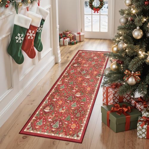 Madane Washable Christmas Runner Rug 2x6 - Red Rug Runners for Hallways - Image 2