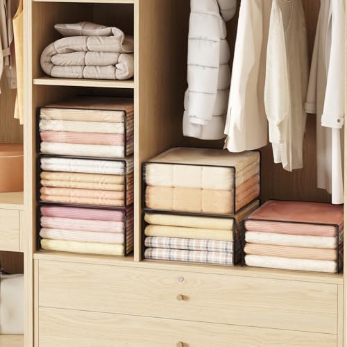 Lifewit 36L Clear Sheet Storage Bags with Zipper 4 Pack, Plastic Sweater Storage Bins for Clothing, Vinyl Foldable Clothes Containers Organizers for Closet, Blankets, Bedding 17.7 x 15.7 x 7.9 Inch - Image 5