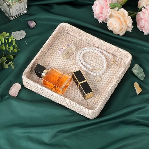 Hipiwe Rattan Key Basket Tray for Entryway Handwoven Wicker Fruit Bowl - Image 7