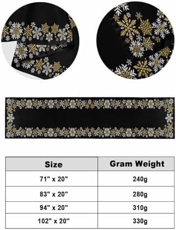 Winter Christmas Snowflake on Black Bed Runners for Bedroom Hotel,Decorative Bedding Scarf Gold White Pattern Bed End Blanket Bedding Runner Scarves for King Size Bed,102x20in - Image 6