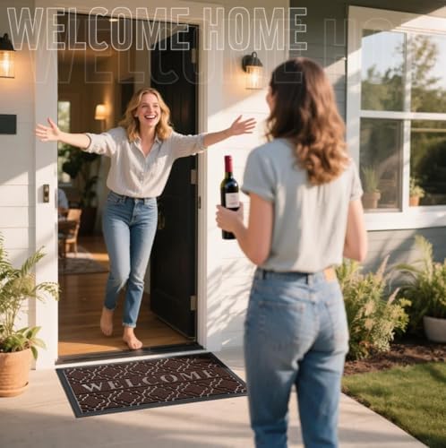 Yimobra Welcome Door Mat, 29.5 x 17 in, Brown - Image 2