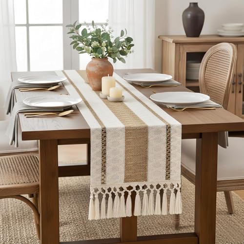 FEXIA Boho Table Runner with Tassels 12x36 Inch for Fall Home Decor - Image 3