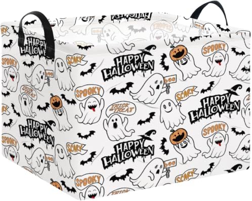NTAO Gift Storage Basket Empty for Halloween, Storage Bin with Handles, Room Decor, Book Box(Spooky Ghost) by NTAOHAMPER